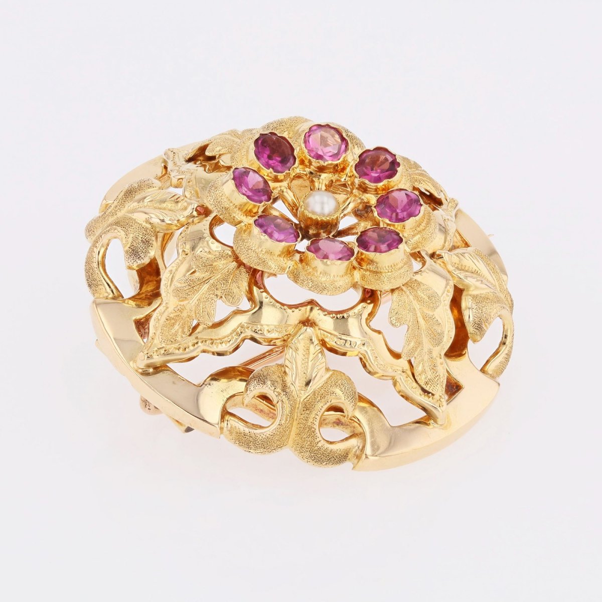 Antique Brooch With Fine Garnet Pearls-photo-4