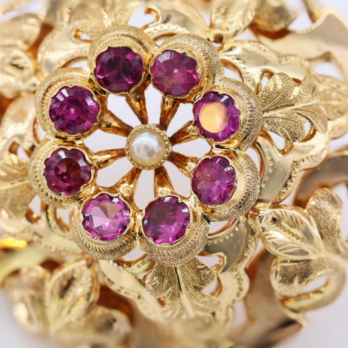 Antique Brooch With Fine Garnet Pearls-photo-5