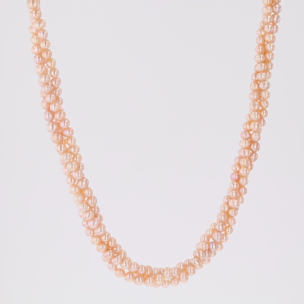 Collier 3 rangs de perles rosées-photo-1