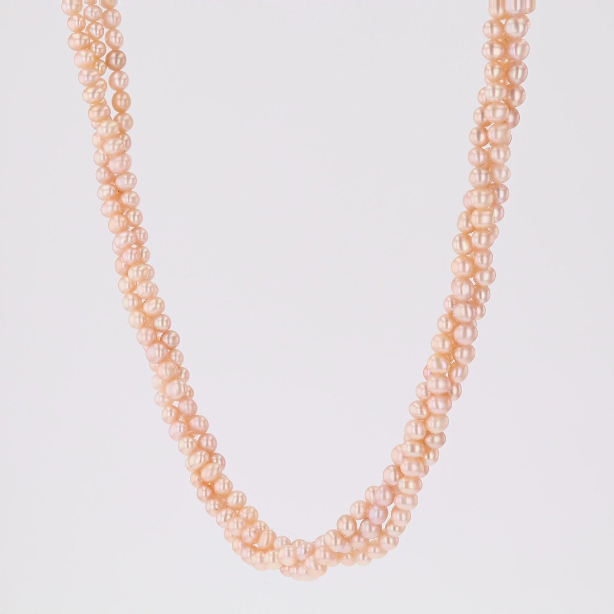 Collier 3 rangs de perles rosées-photo-2