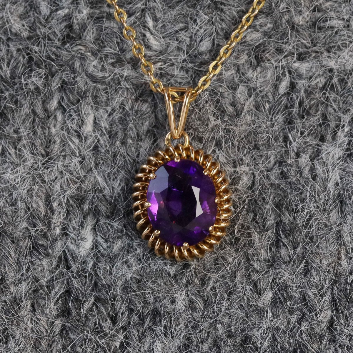 Pendentif améthyste spirale d'or-photo-2