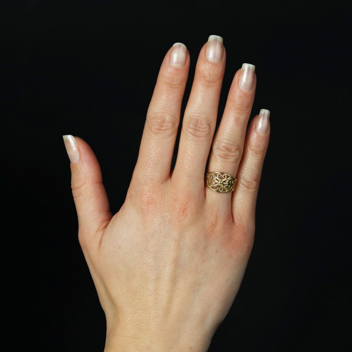 Bague or jaune filigrané-photo-2
