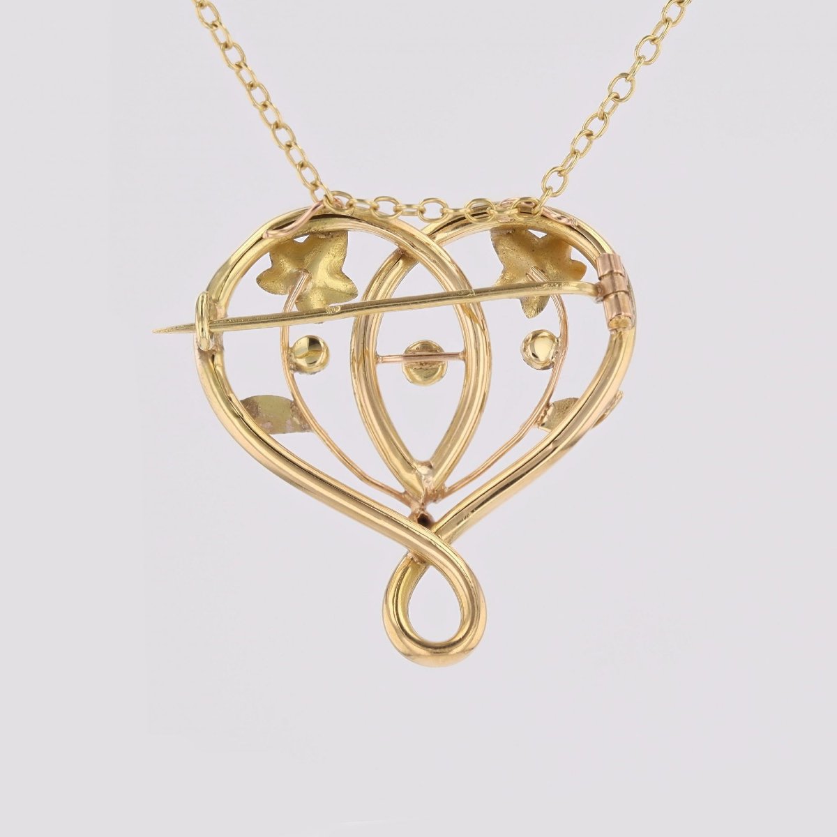 Antique Yellow Gold Brooch/pendant With Fine Pearls-photo-5