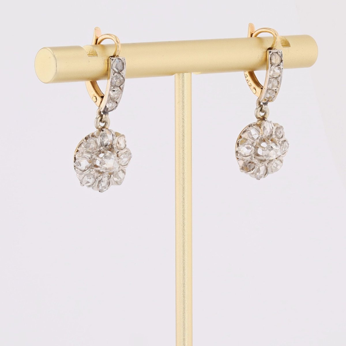 Boucles d'oreilles anciennes diamants pendantes-photo-1