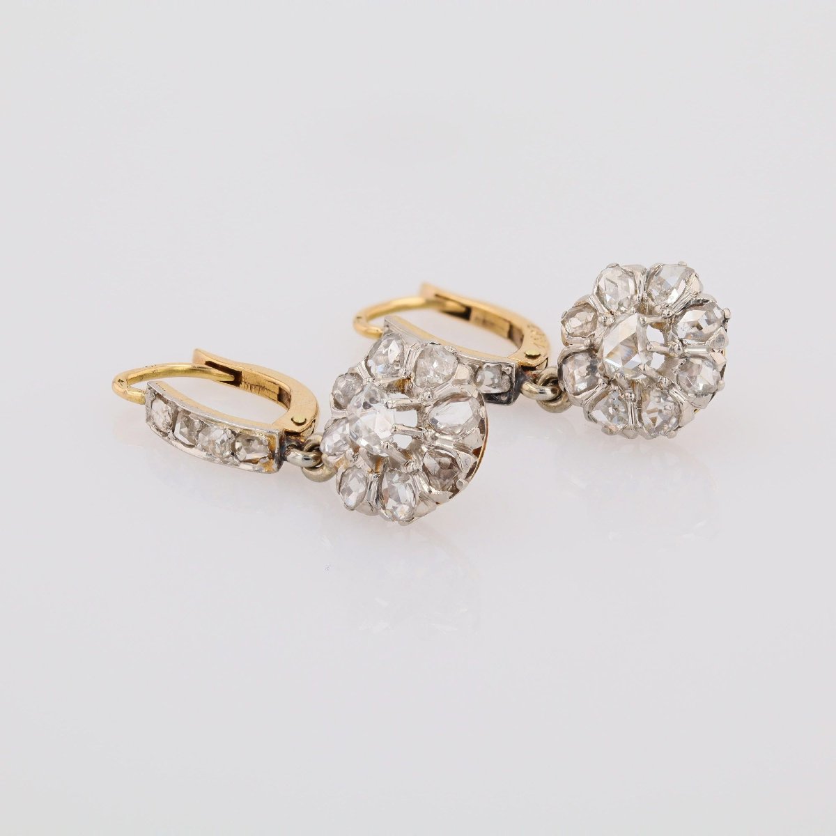 Boucles d'oreilles anciennes diamants pendantes-photo-4