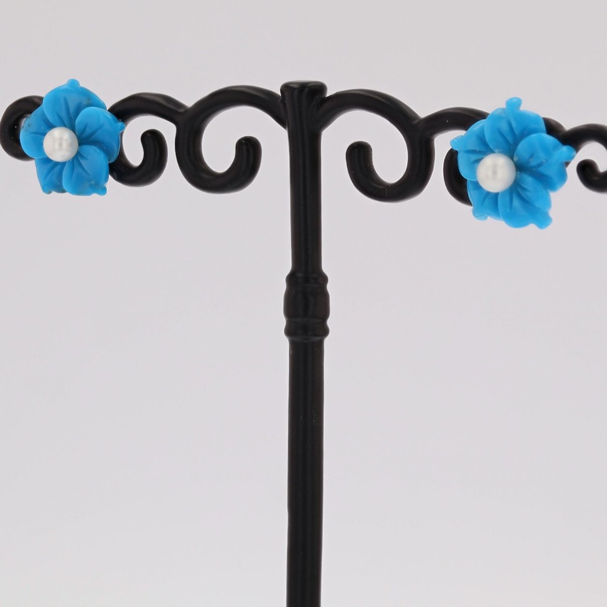 Turquoise And Cultured Pearl Earrings-photo-4