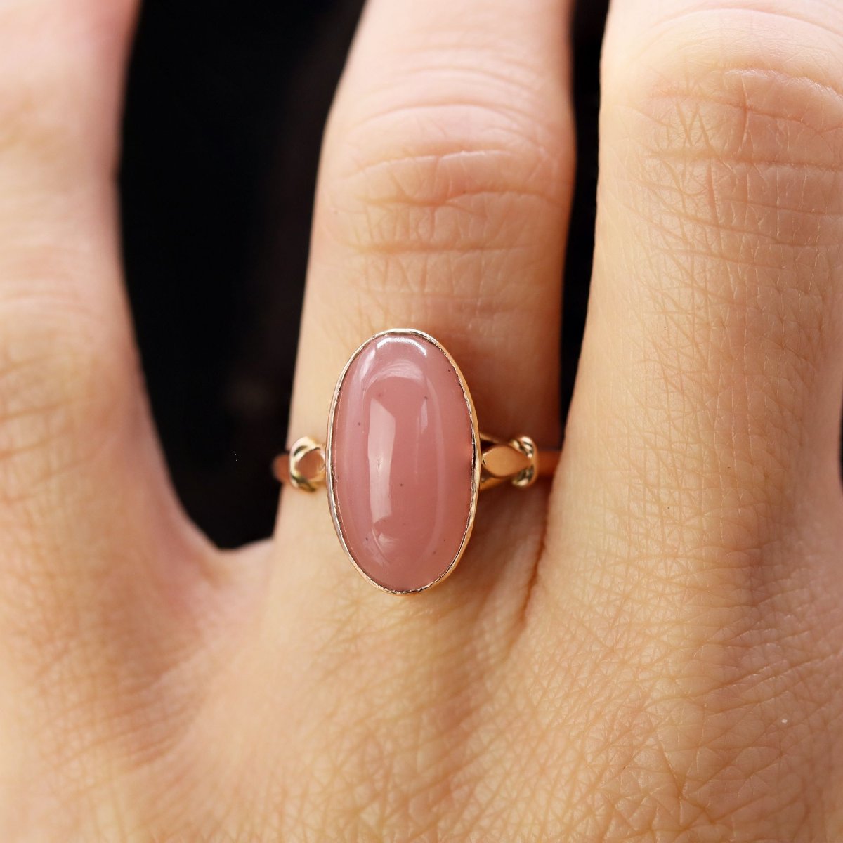 Antique Rose Quartz And Rose Gold Ring-photo-2