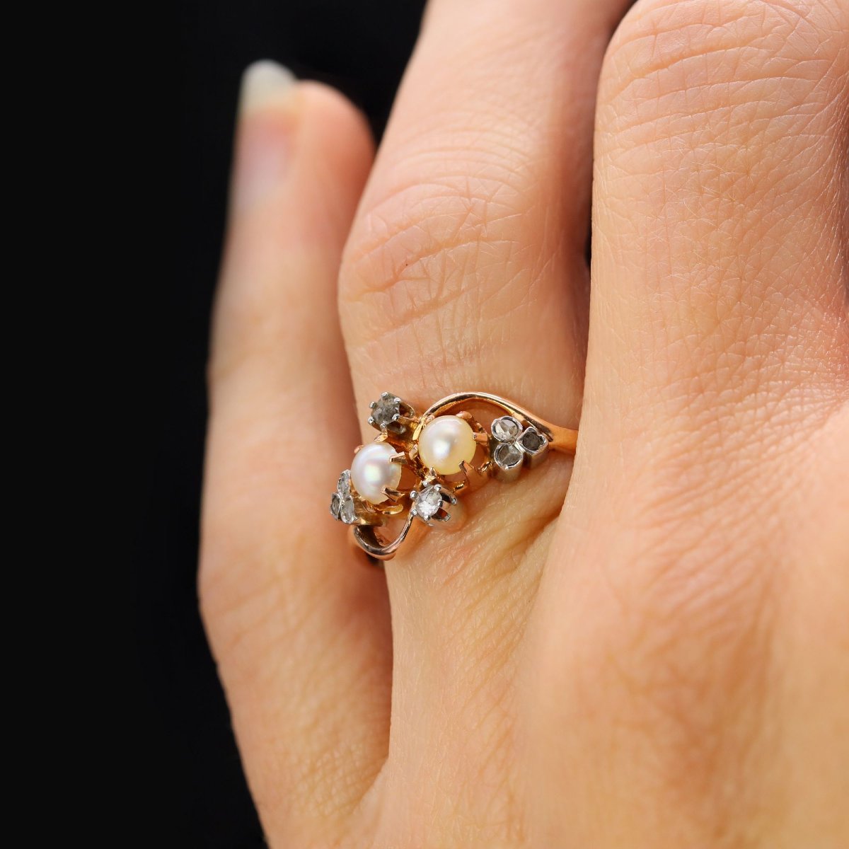 Bague ancienne perles fines et diamants-photo-5