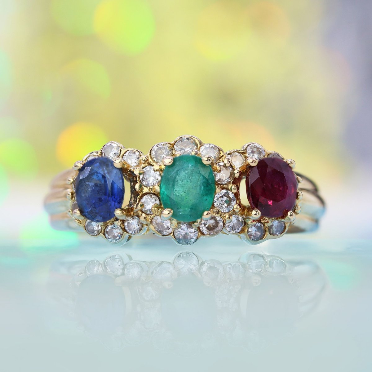 Emerald, Sapphire, Ruby, And Diamond Ring-photo-3