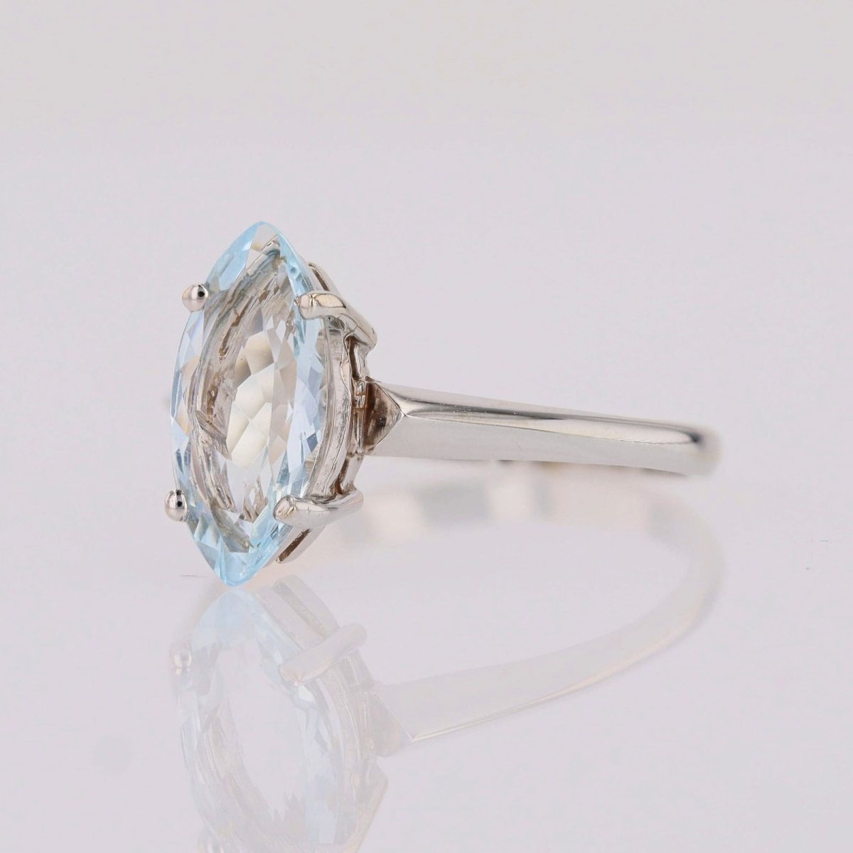 White Gold Marquise Aquamarine Ring-photo-4