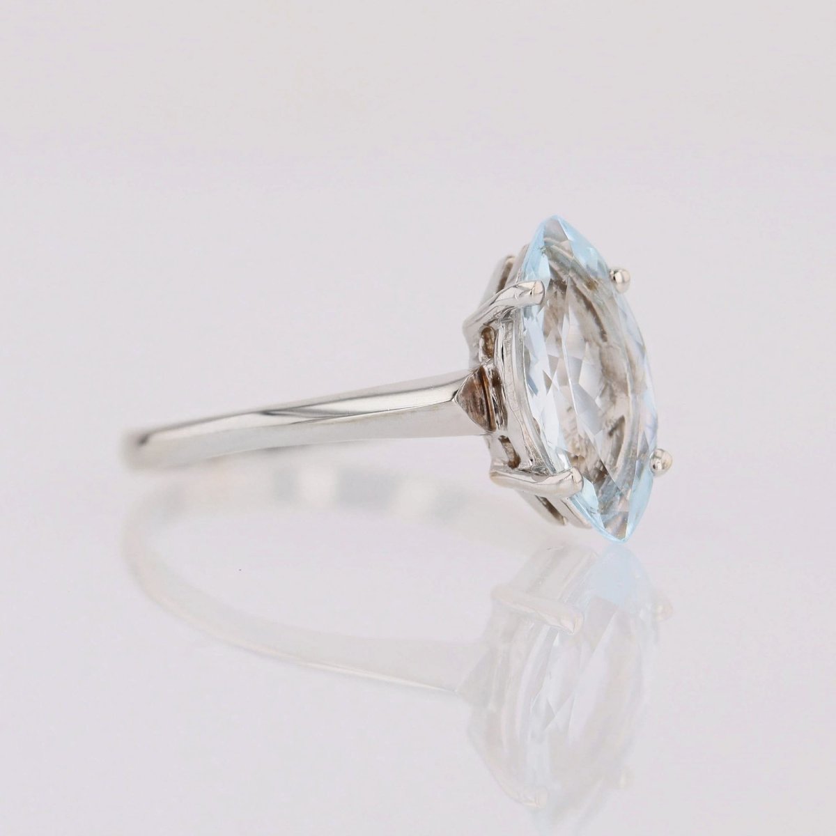 White Gold Marquise Aquamarine Ring-photo-1