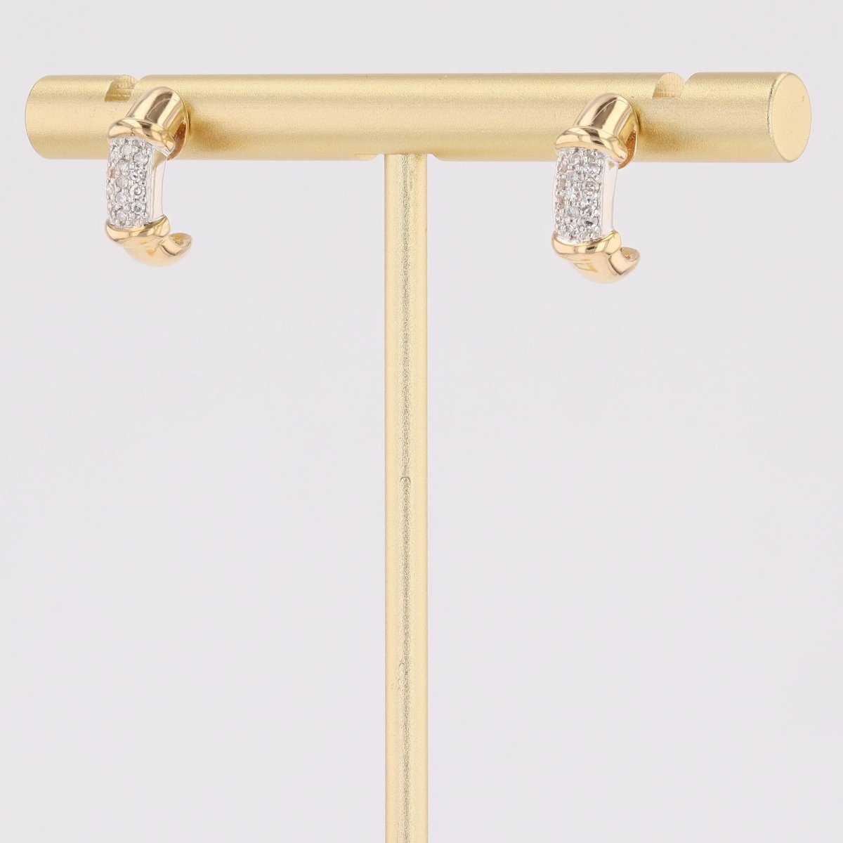 Boucles d'oreilles demi créoles deux ors diamants-photo-4