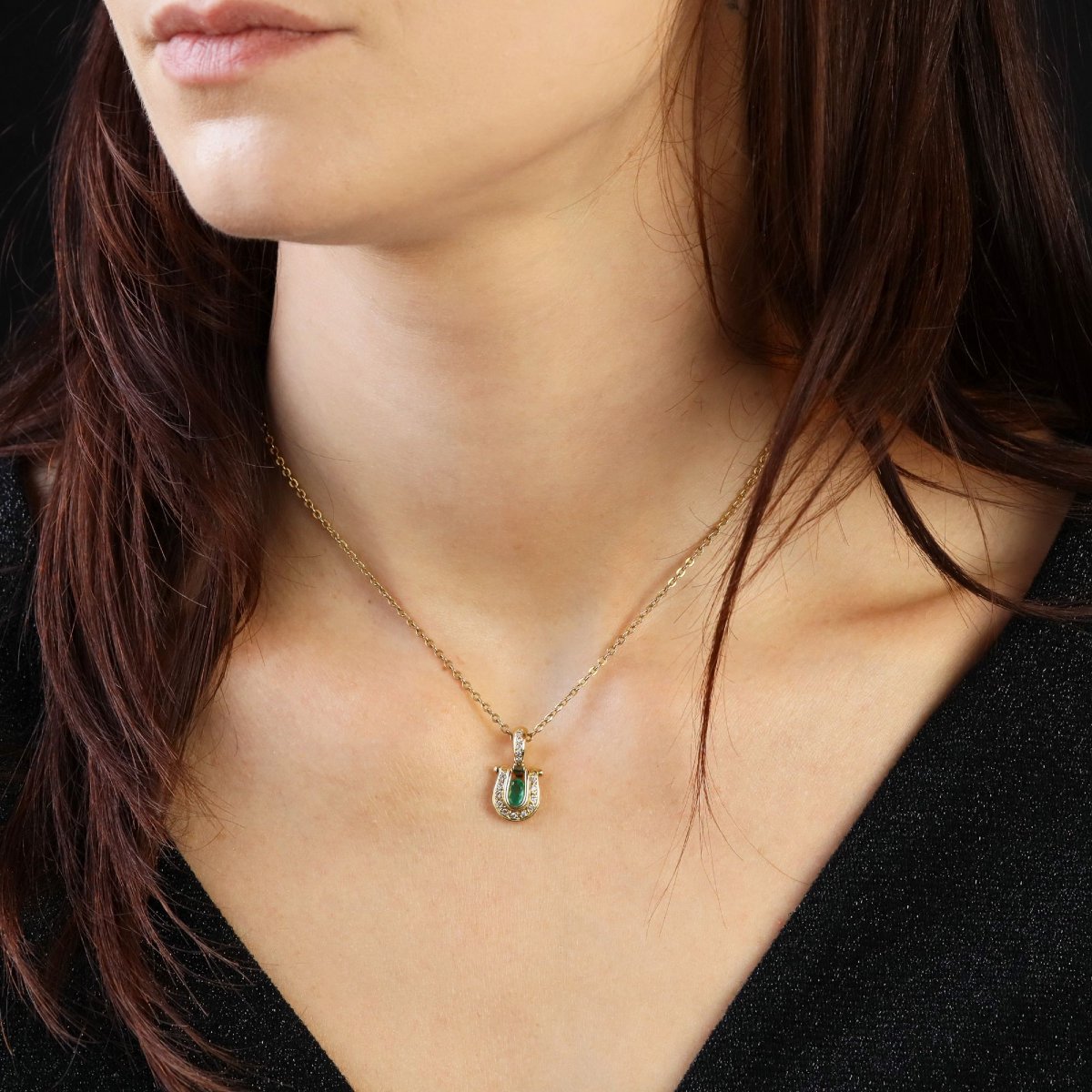 Pendentif émeraude diamants-photo-2