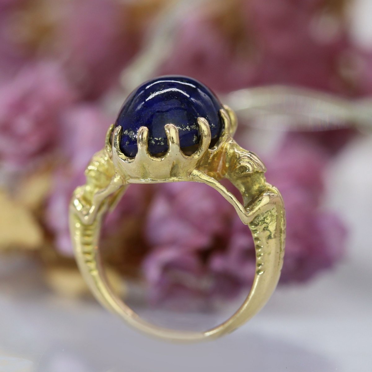 Antique Yellow Gold And Lapis Lazuli Ring-photo-6
