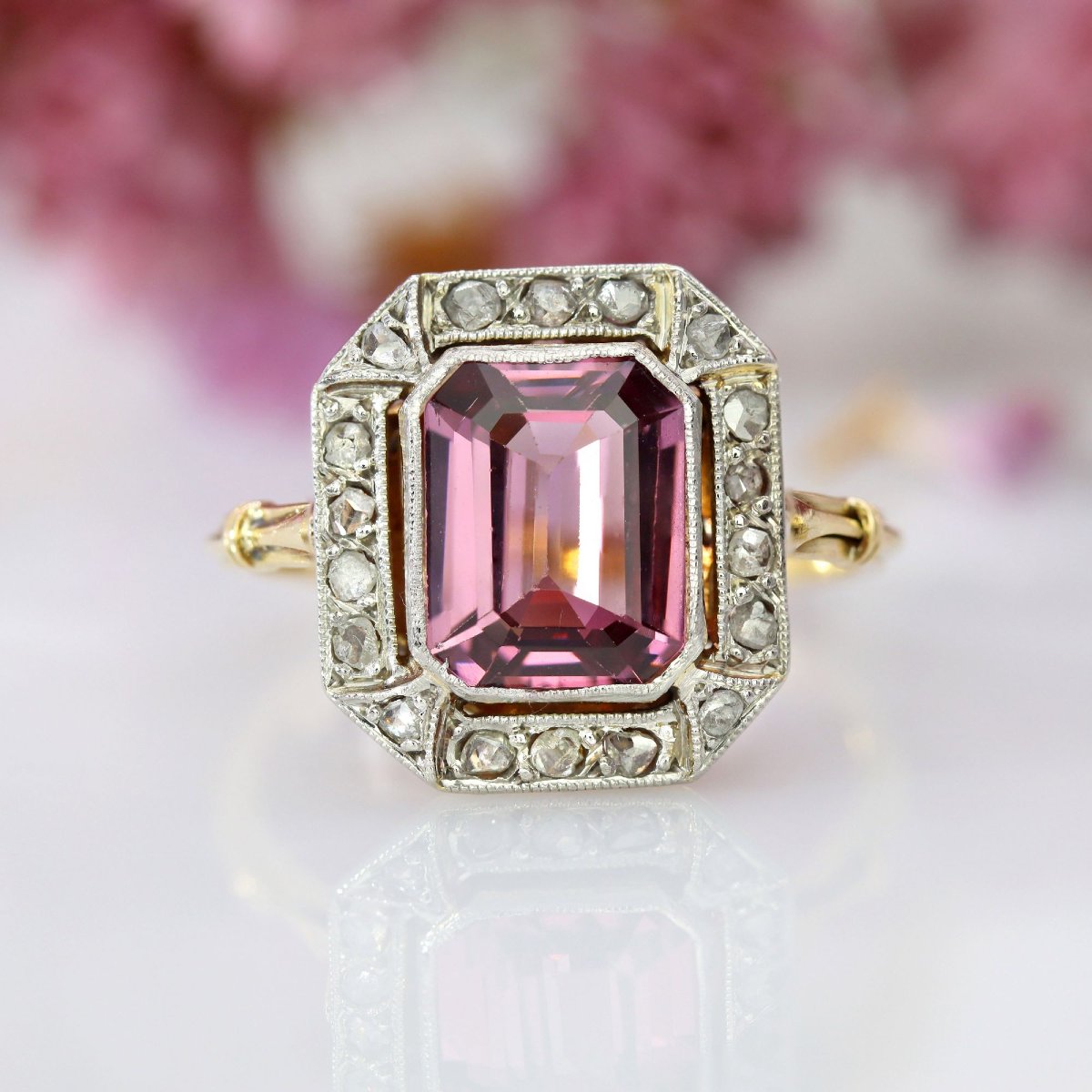 Art Deco Pink Spinel And Diamond Ring-photo-3