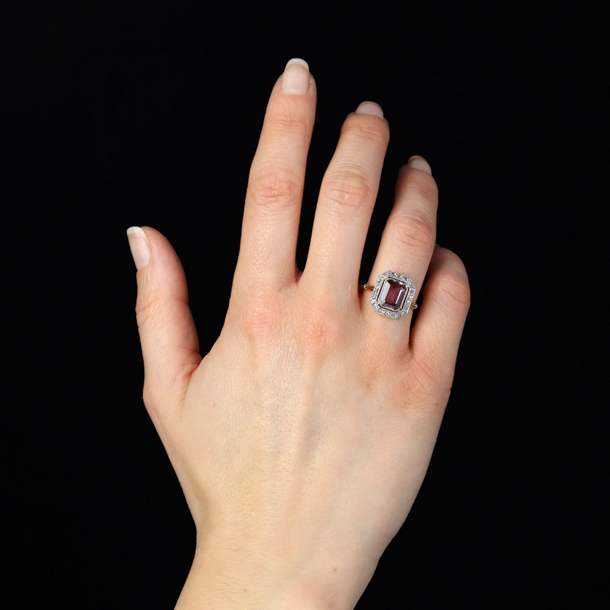 Art Deco Pink Spinel And Diamond Ring-photo-4
