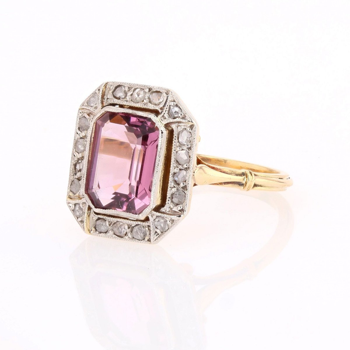Art Deco Pink Spinel And Diamond Ring-photo-5