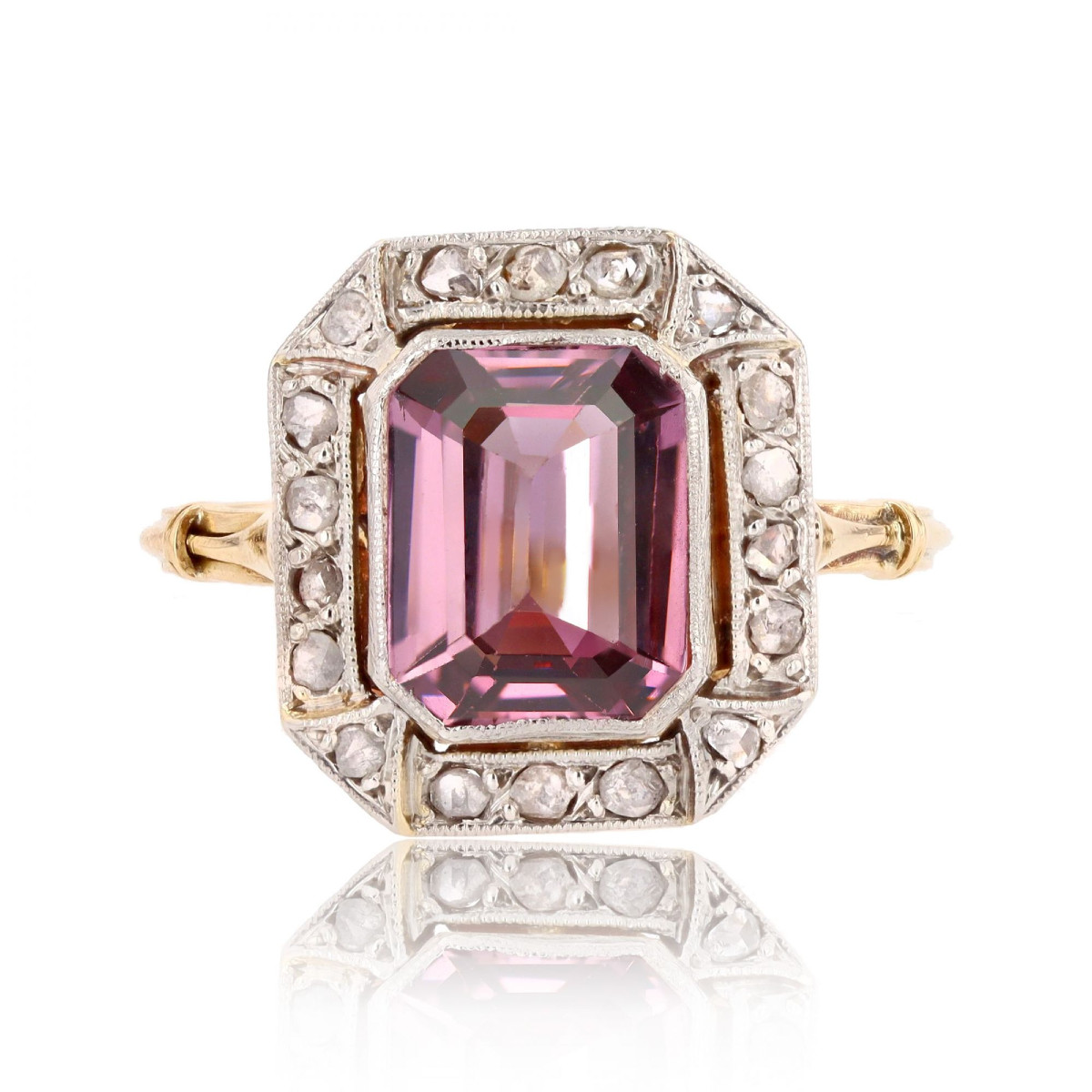 Art Deco Pink Spinel And Diamond Ring