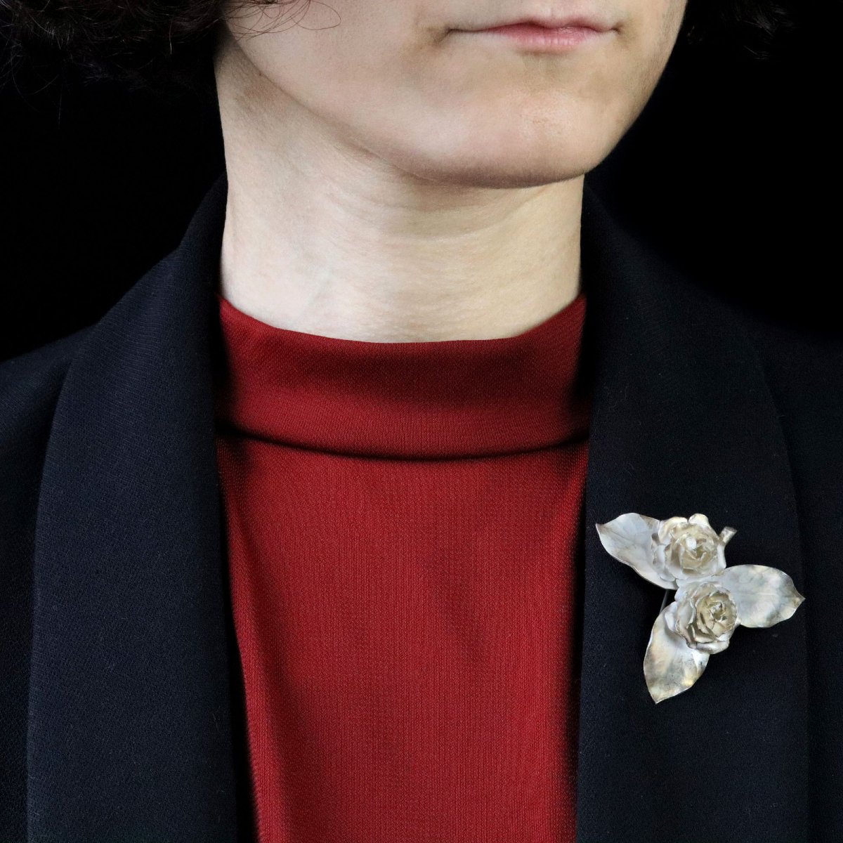 Antique Silver Rosebud Brooch By Georges Renée Lecomte-photo-2