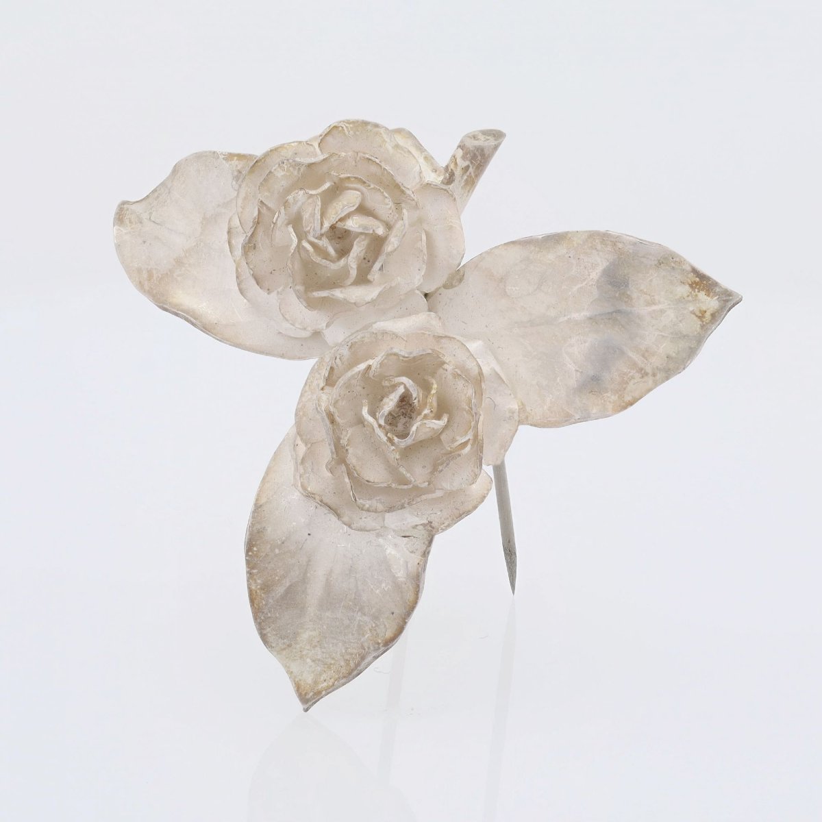 Antique Silver Rosebud Brooch By Georges Renée Lecomte-photo-4