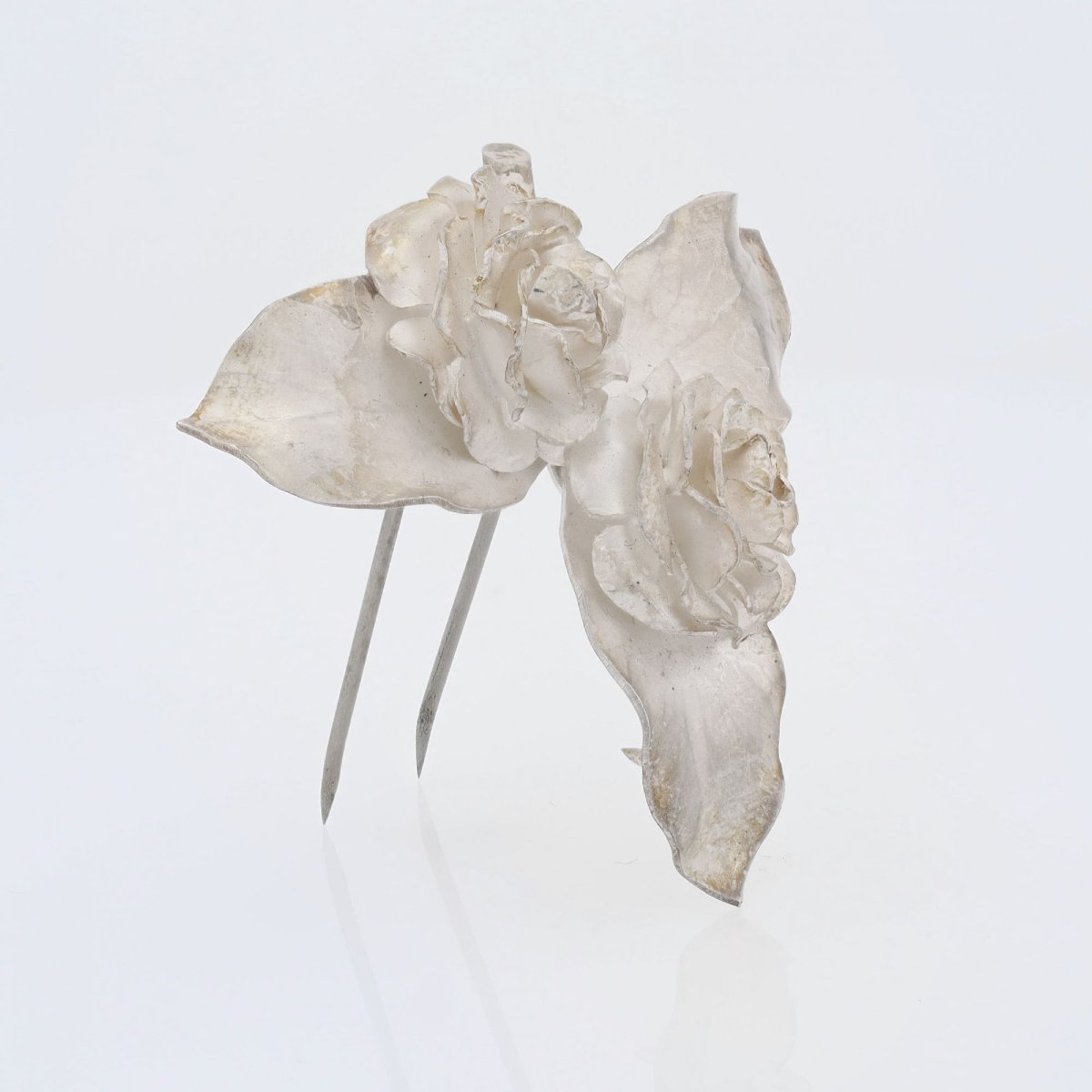 Antique Silver Rosebud Brooch By Georges Renée Lecomte-photo-1