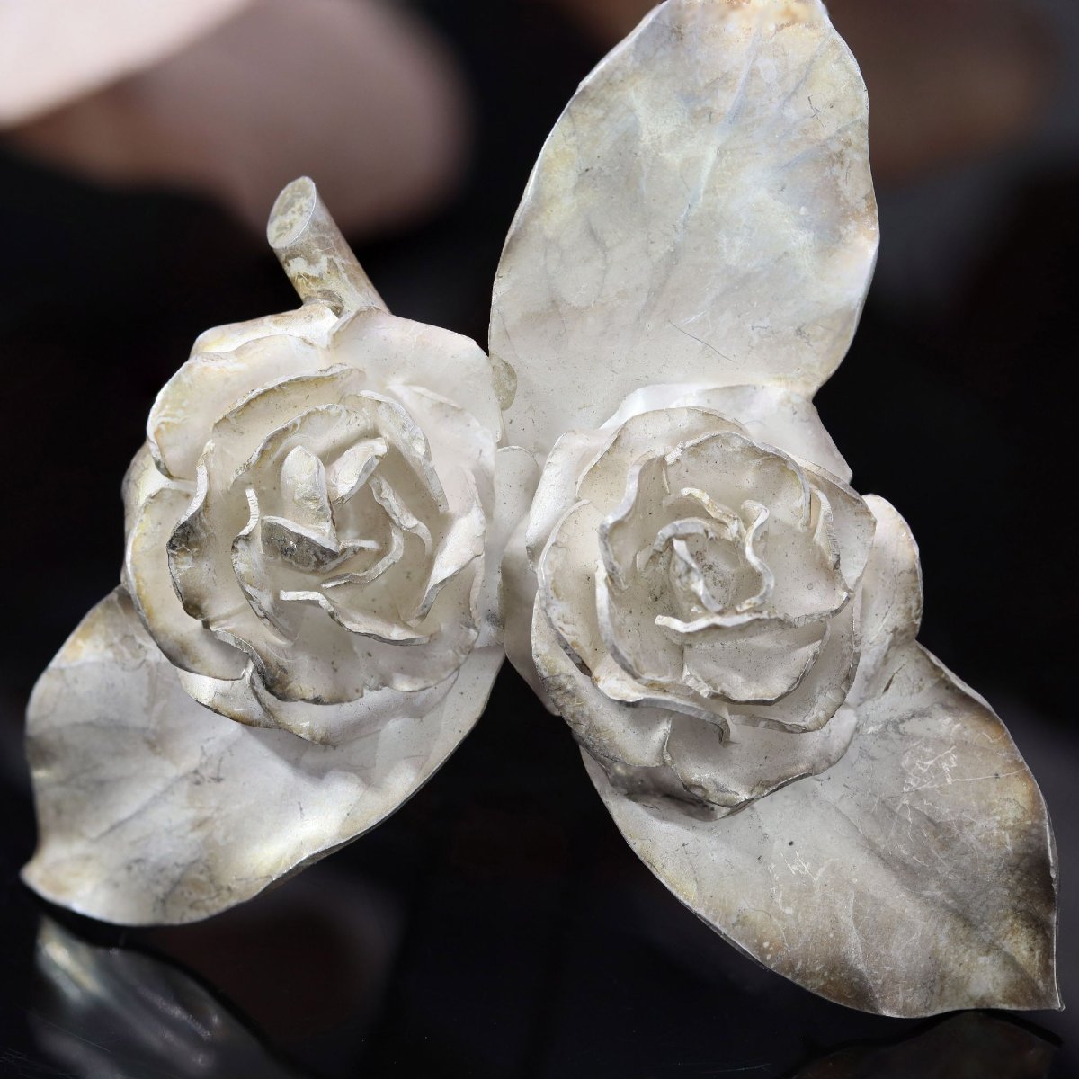 Antique Silver Rosebud Brooch By Georges Renée Lecomte-photo-4