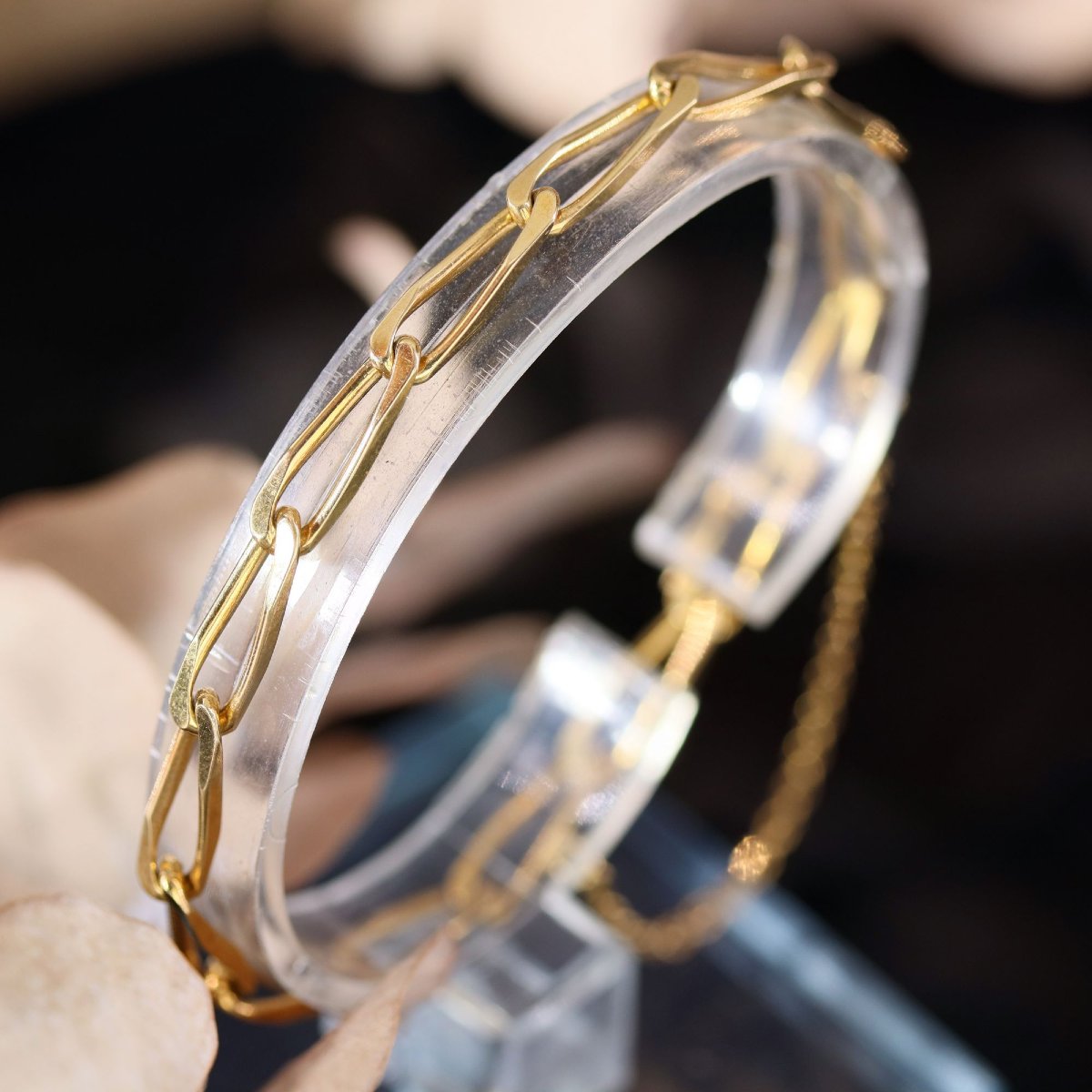 Rose Gold Bracelet With Rectangular Links-photo-3