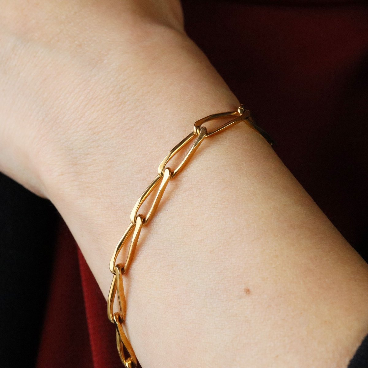 Rose Gold Bracelet With Rectangular Links-photo-2