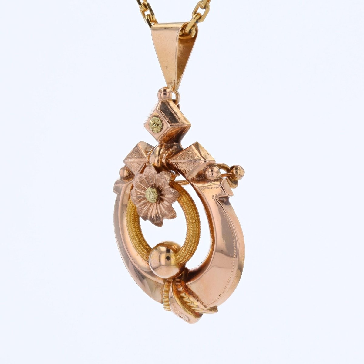 Broche pendentif or rose Napoléon III-photo-4