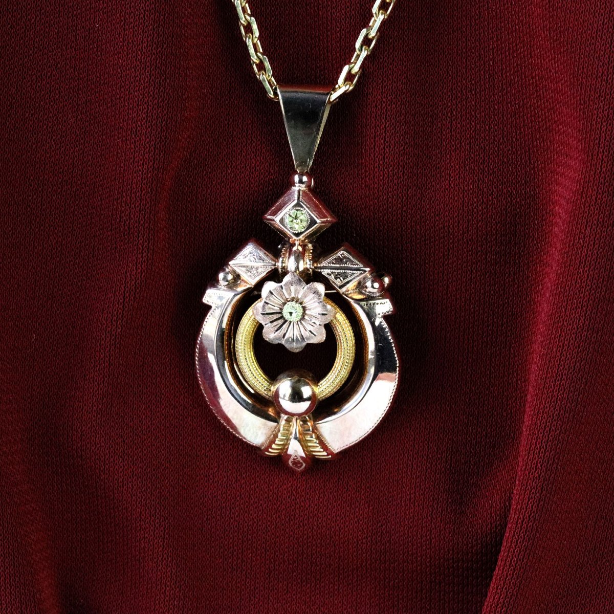 Broche pendentif or rose Napoléon III-photo-3