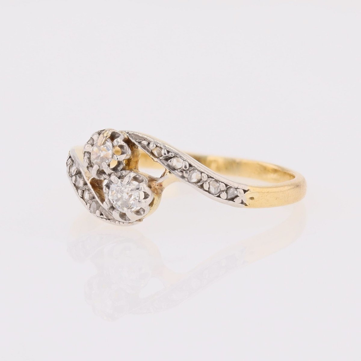 Yellow Gold Toi Et Moi Ring With Diamonds-photo-4