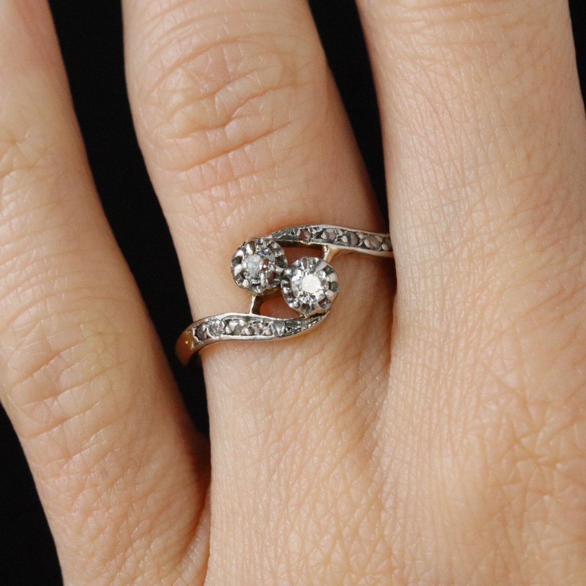 Yellow Gold Toi Et Moi Ring With Diamonds-photo-2