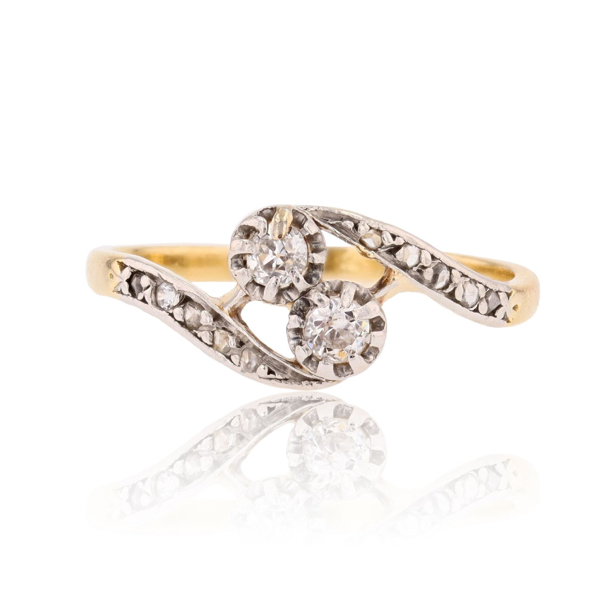 Yellow Gold Toi Et Moi Ring With Diamonds