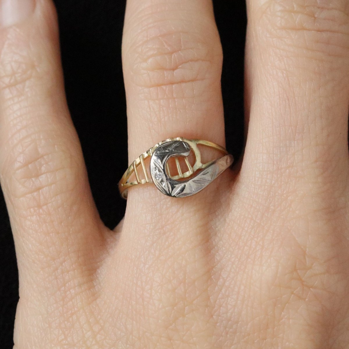 Bague virgule deux ors diamant-photo-2