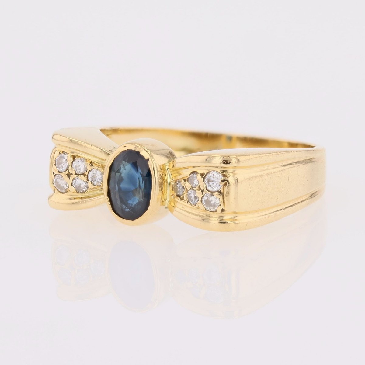 Knot Ring, Sapphire, Diamonds, Yellow Gold, For Special Occasions-photo-4