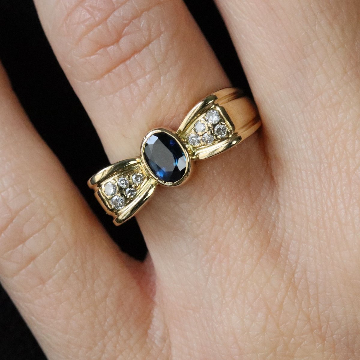 Knot Ring, Sapphire, Diamonds, Yellow Gold, For Special Occasions-photo-2