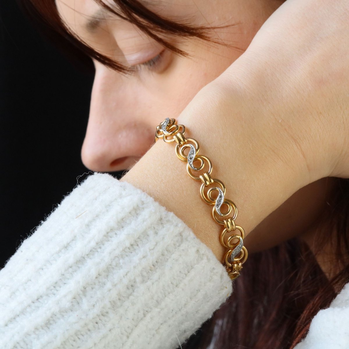 Antique Bracelet With Infinity Motif And Rose-cut Diamonds-photo-2