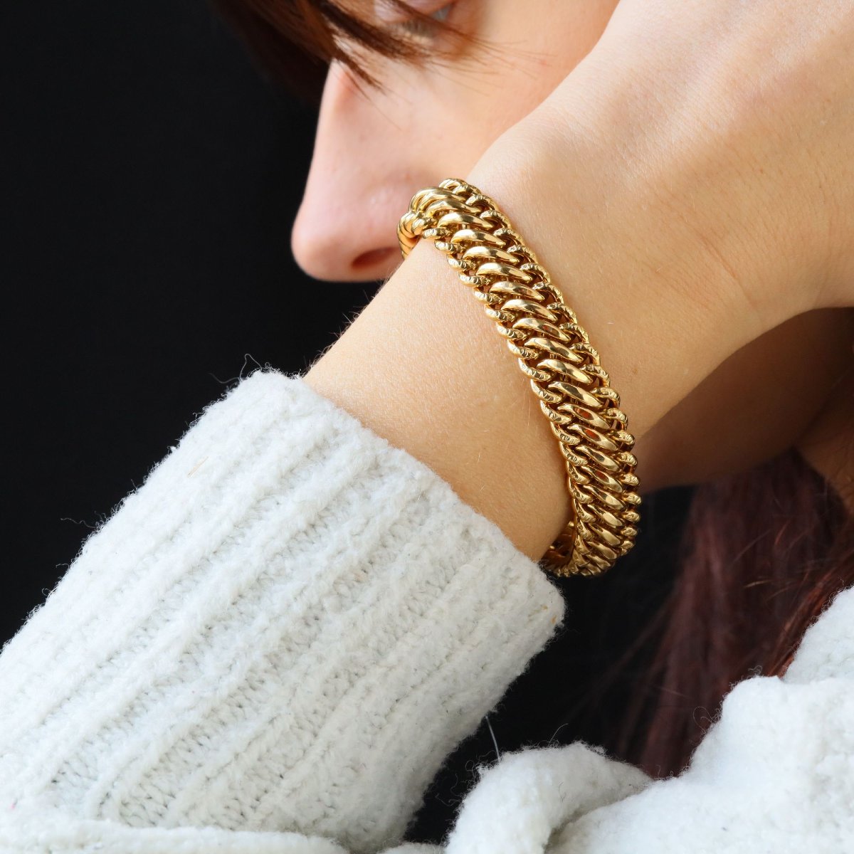 Bracelet or jaune maille américaine-photo-2