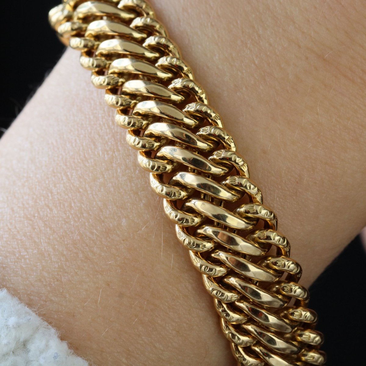 Bracelet or jaune maille américaine-photo-2
