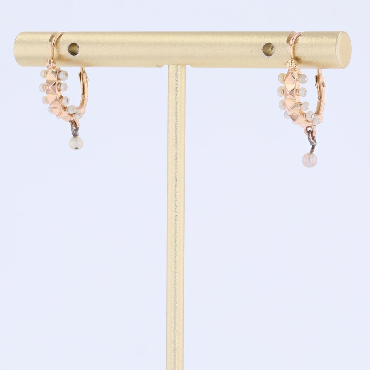 Boucles d'oreilles poissardes or rose perles fines-photo-4