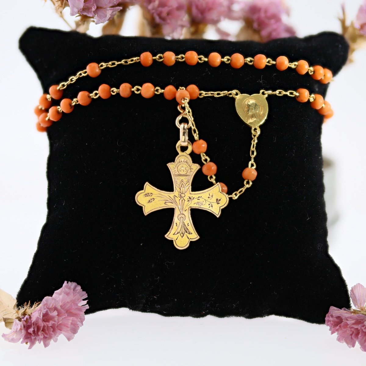 Rose Gold And Coral Rosary-photo-3