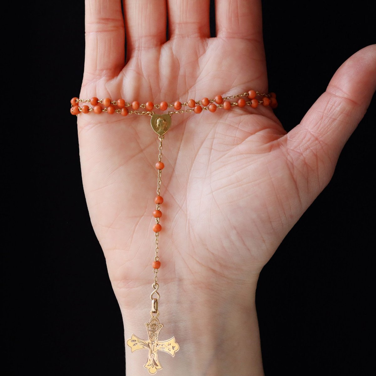 Rose Gold And Coral Rosary-photo-5