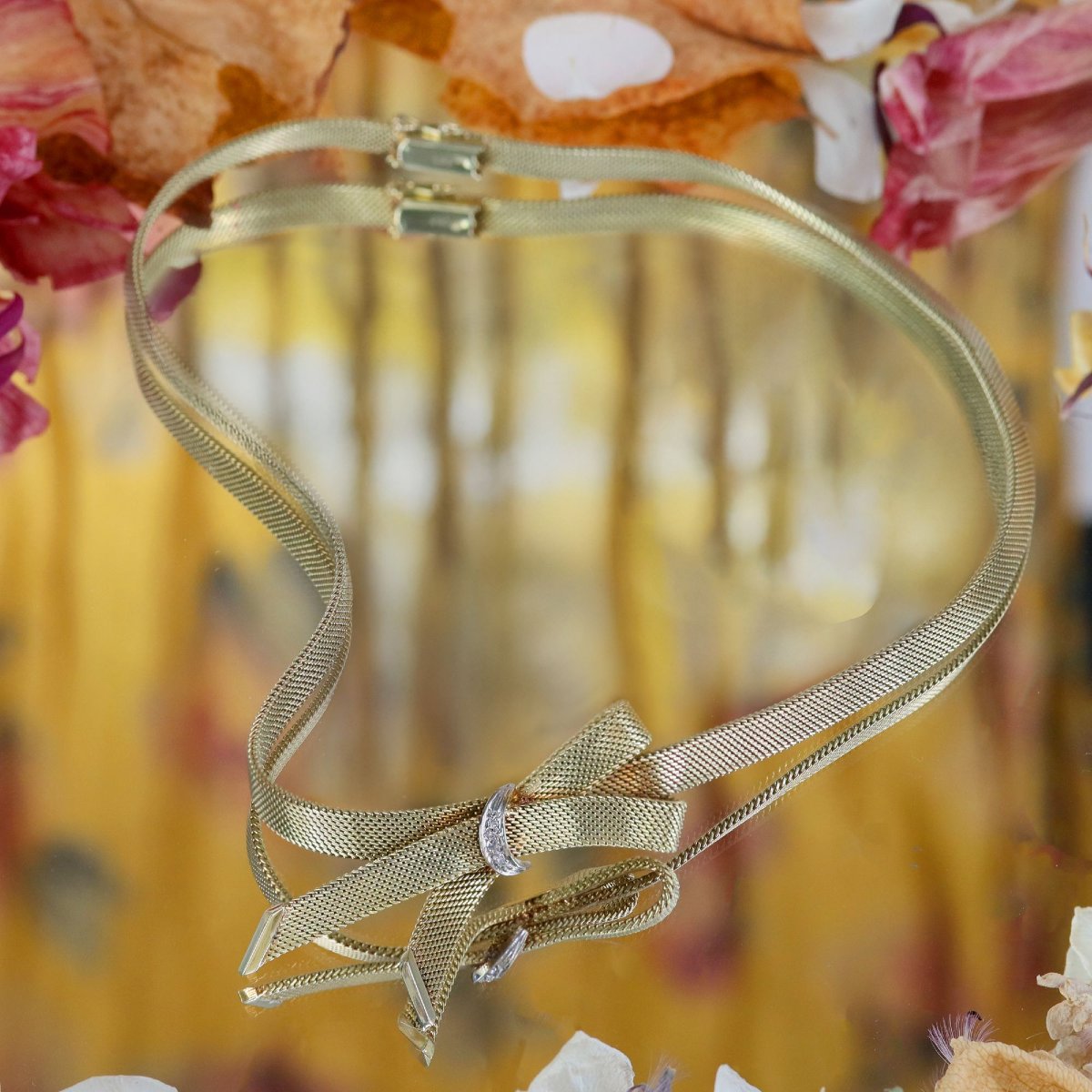 Collier ruban or jaune diamants-photo-3