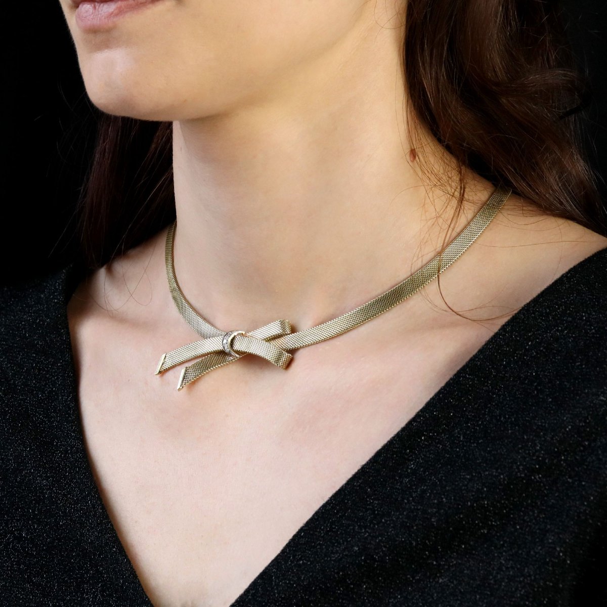Collier ruban or jaune diamants-photo-4