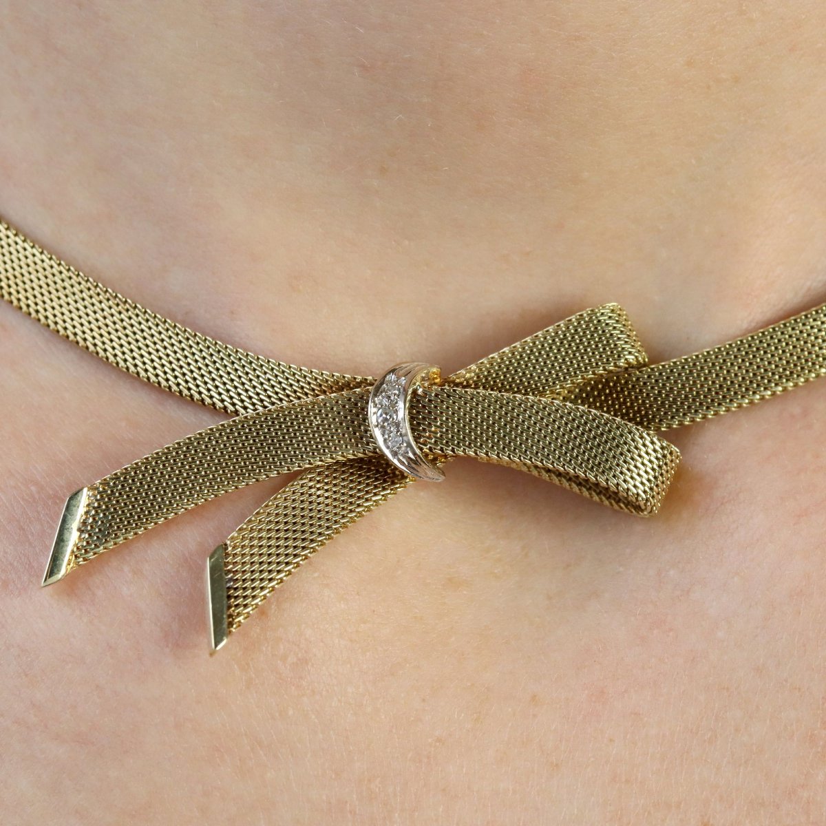 Collier ruban or jaune diamants-photo-5