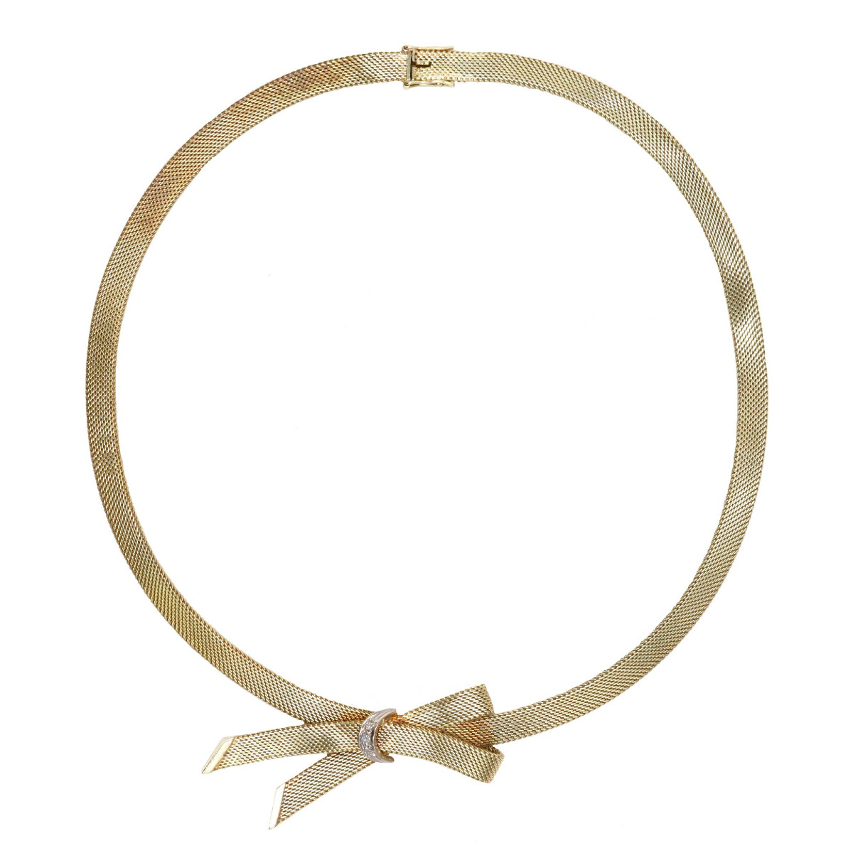 Collier ruban or jaune diamants