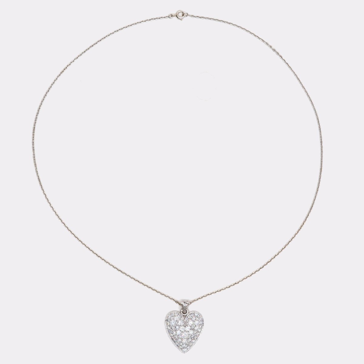 Diamond Heart Pendant And White Gold Chain-photo-4