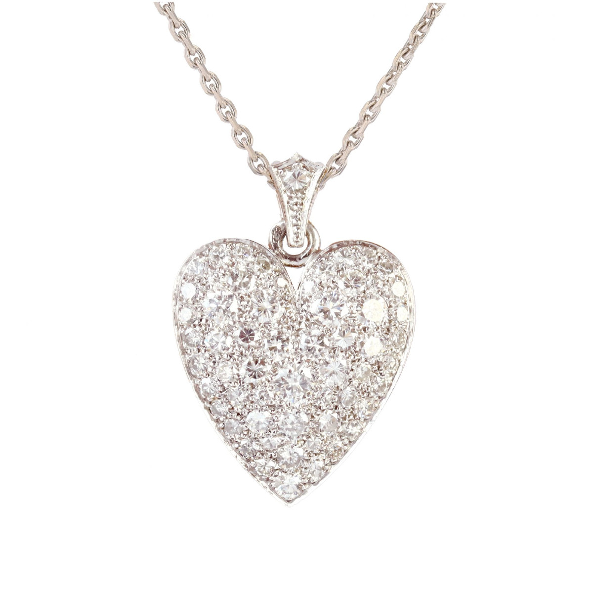 Diamond Heart Pendant And White Gold Chain