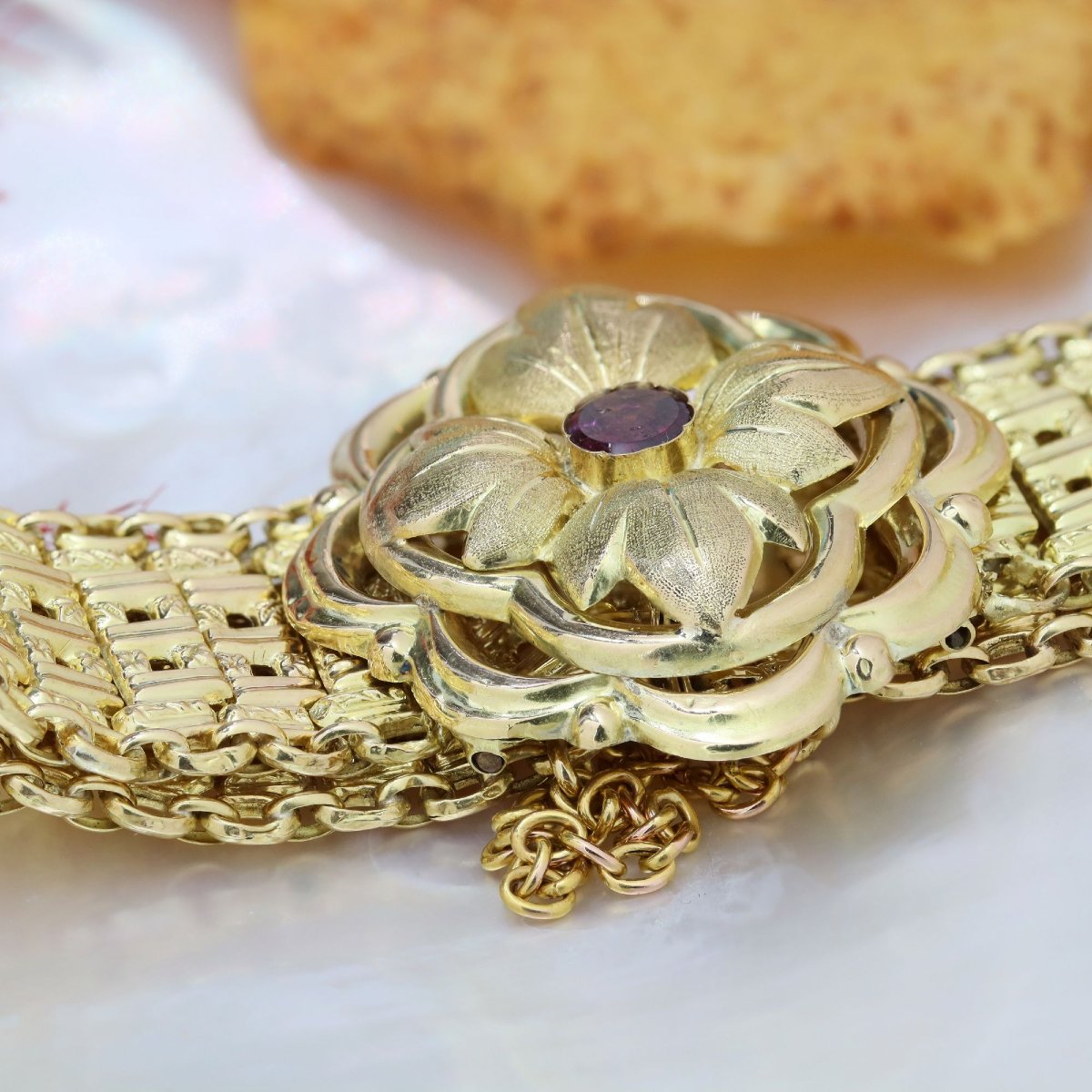 Antique Gold And Garnet Bracelet-photo-2