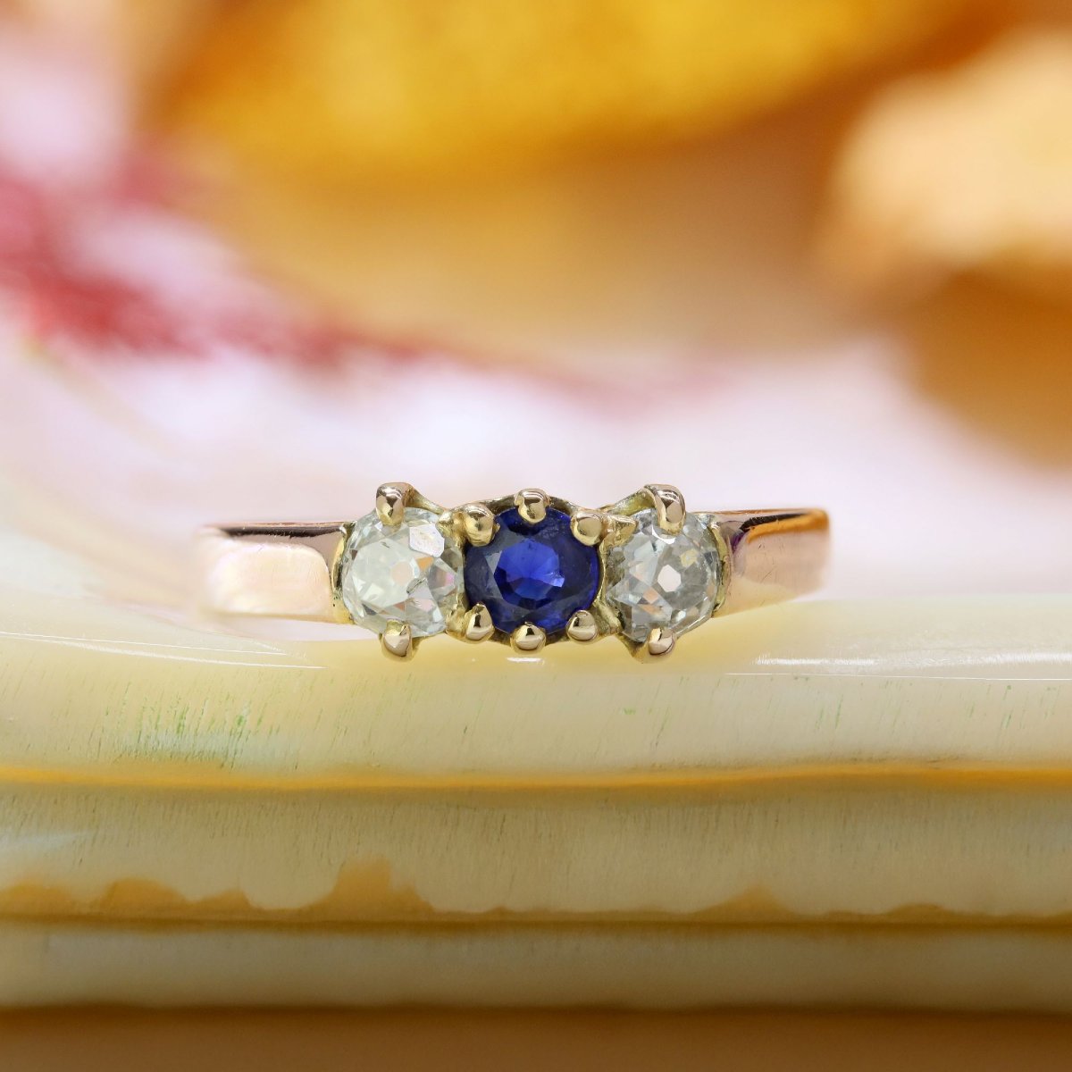 Antique Sapphire And Diamond Garter Ring-photo-3